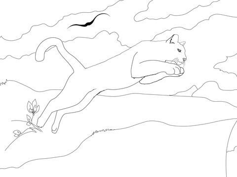 Jumping Cougar Coloring Page